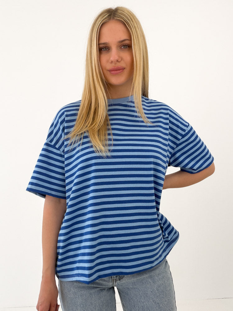 "Noa Linea" tolles Streifenshirt aus Baumwolle - hellblau/ dunkelblau