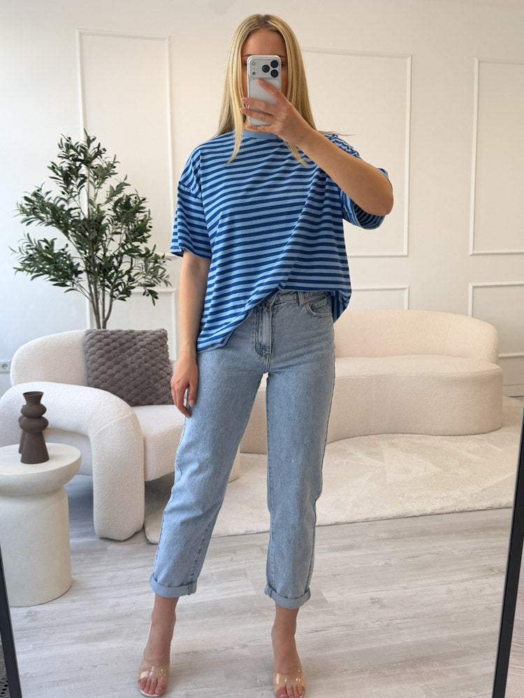 "Noa Linea" tolles Streifenshirt aus Baumwolle - hellblau/ dunkelblau