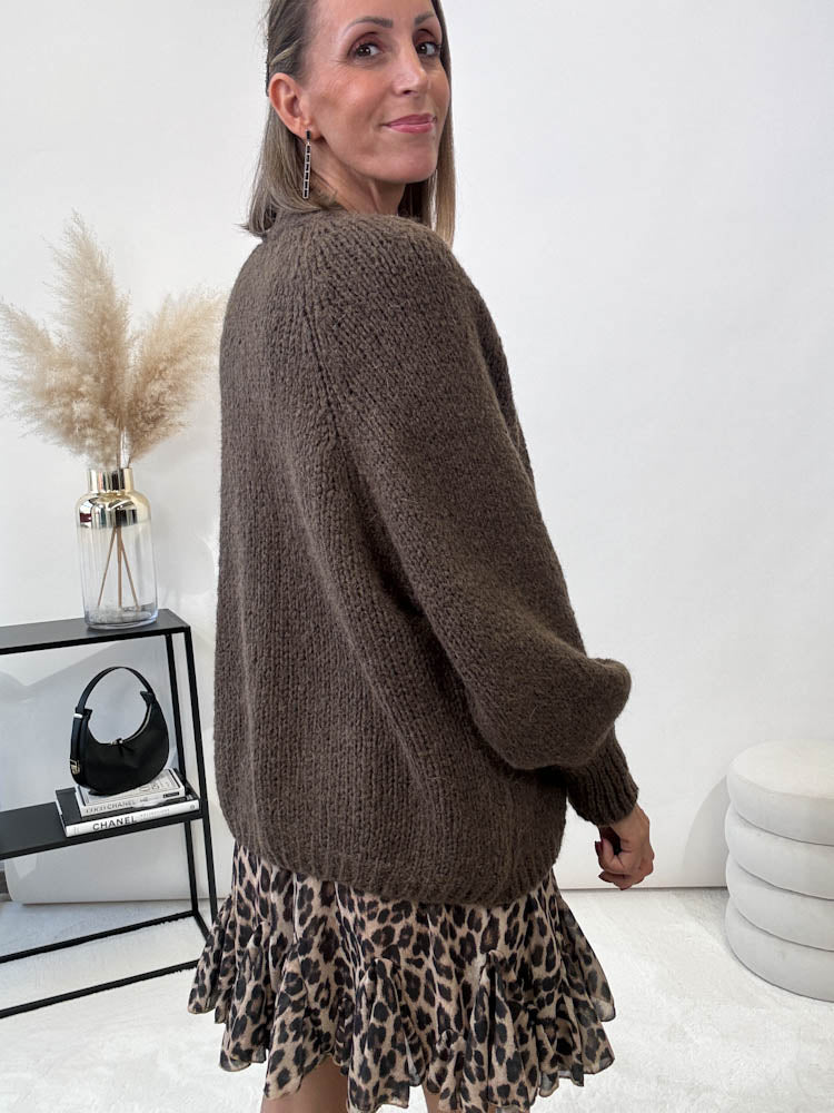 "Cosy " kuscheliger Strick Cardigan - braun