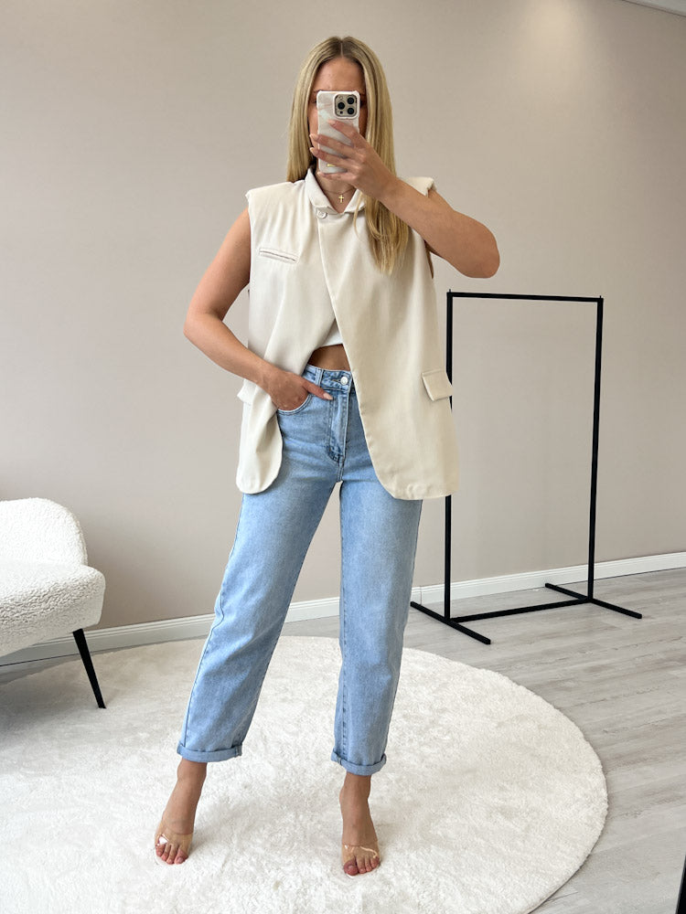"Veloria" elegante Blazerweste - beige
