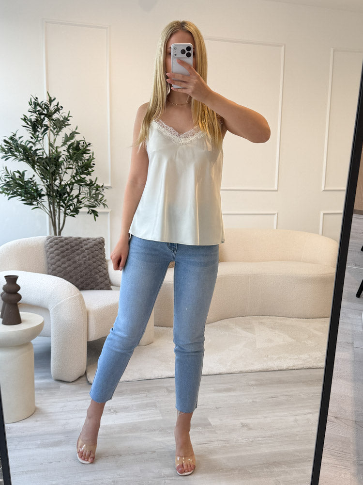 Lace Top mit weicher Spitze - champagner