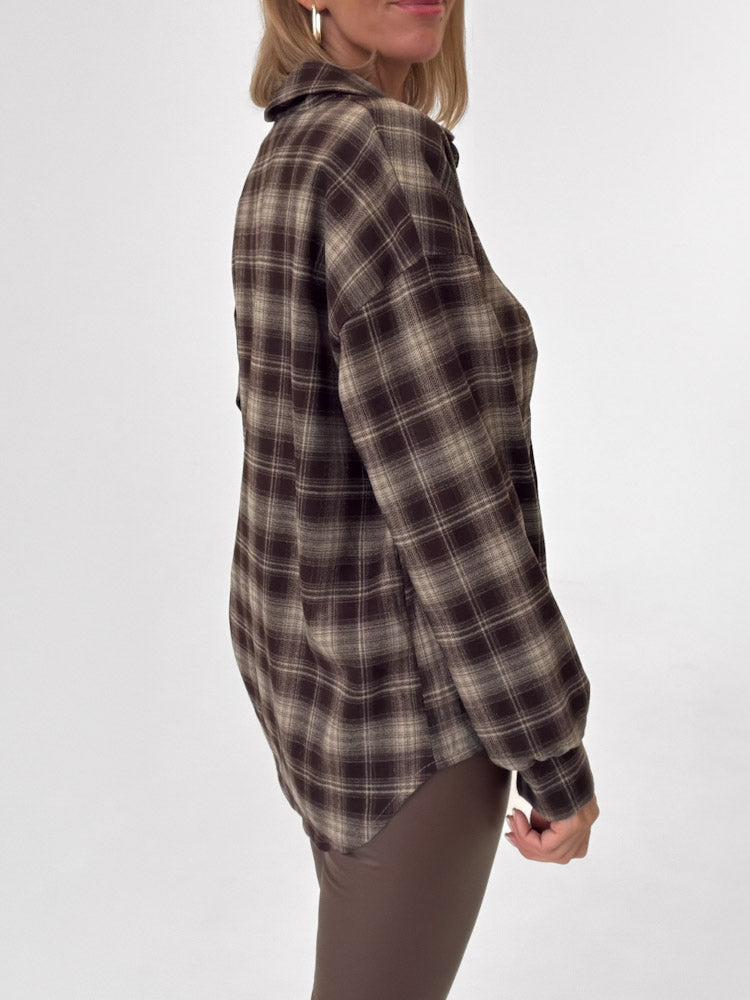 "Atrani" stylisches Karohemd aus Viscose - braun
