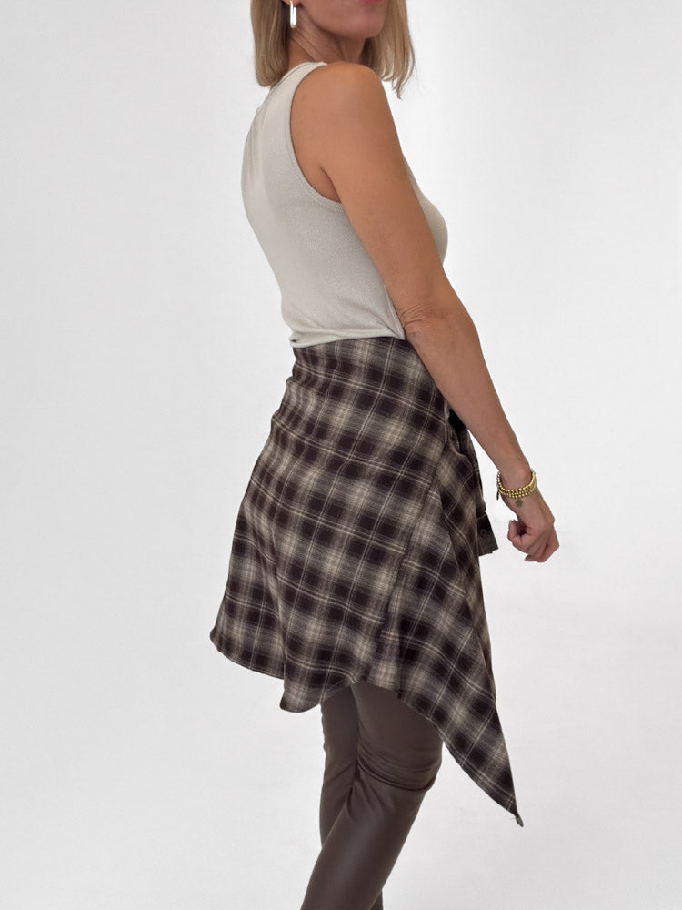 "Atrani" stylisches Karohemd aus Viscose - braun