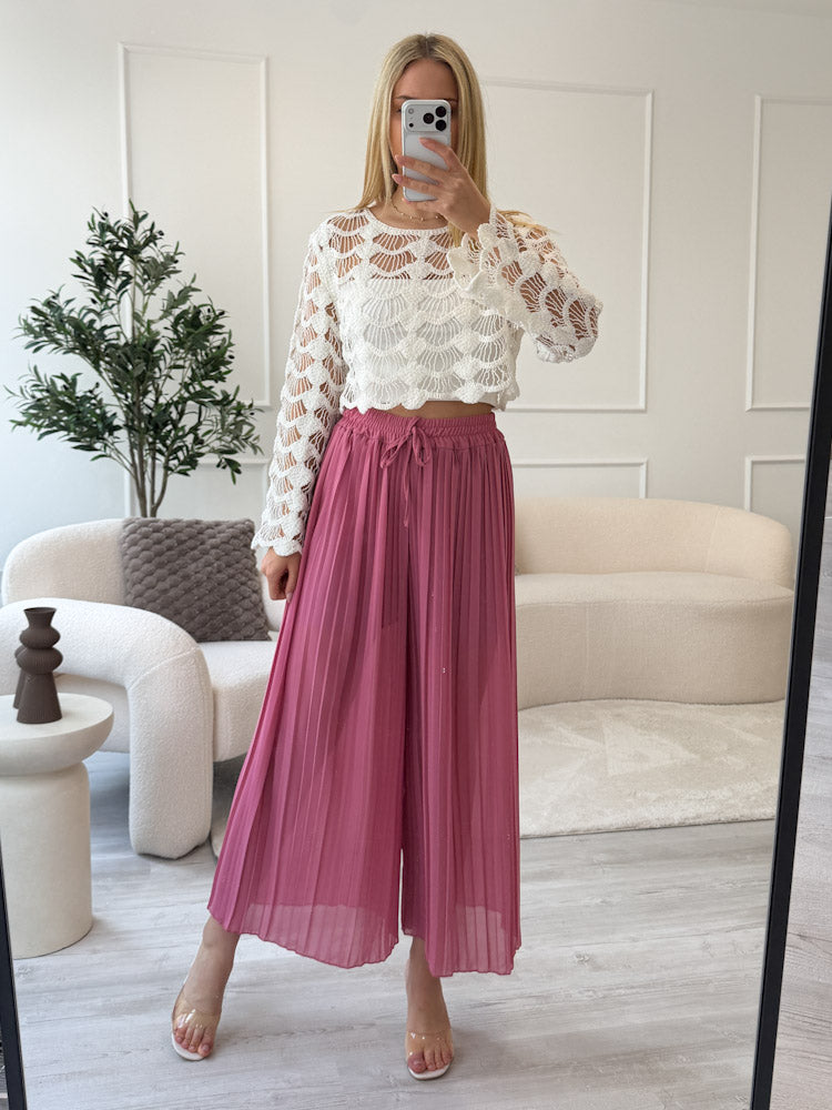 Plissee Culotte Hose - beere