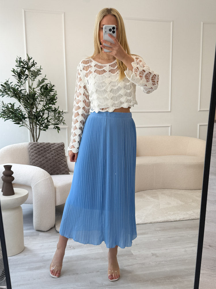 "Skirt" stylischer Plissee Rock - hellblau