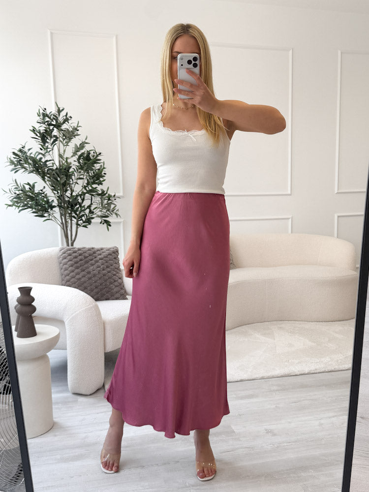 "Silky Maxi" stylischer Rock aus Viscose - beere
