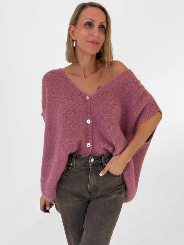 "Florida Vest" kuscheliger Cardigan mit Lana Wolle - beere