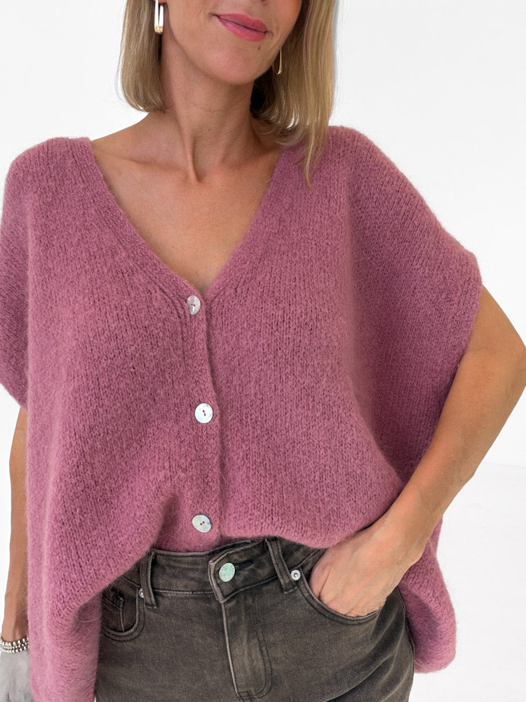 "Florida Vest" kuscheliger Cardigan mit Lana Wolle - beere