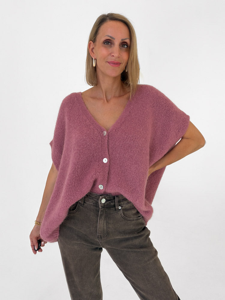 "Florida Vest" kuscheliger Cardigan mit Lana Wolle - beere