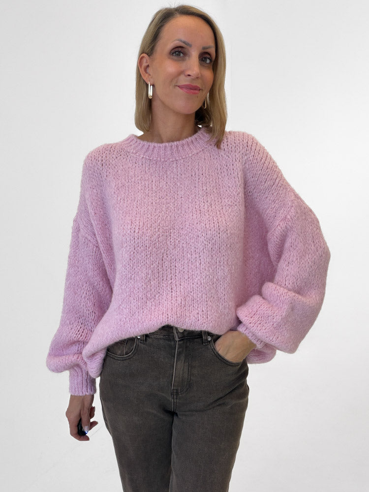 "Softi" kuscheliger Pullover mit Lana Wolle & Viskose - rosa