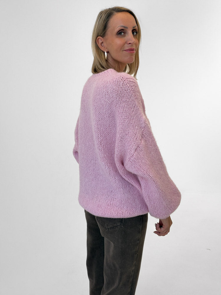 "Softi" kuscheliger Pullover mit Lana Wolle & Viskose - rosa