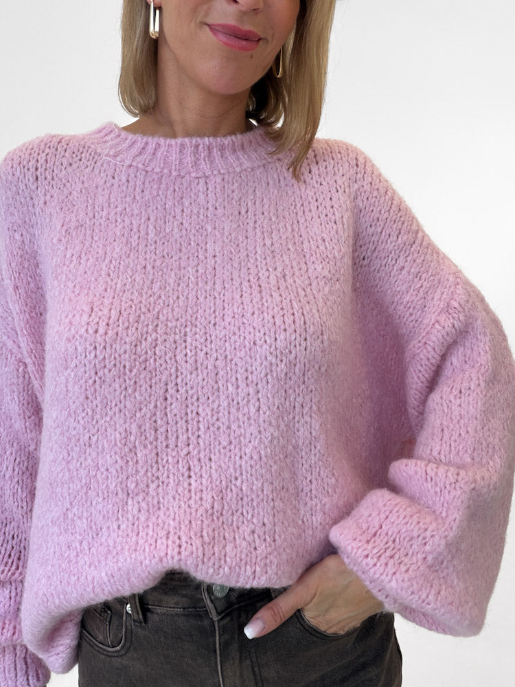 "Softi" kuscheliger Pullover mit Lana Wolle & Viskose - rosa