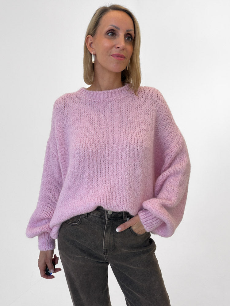 "Softi" kuscheliger Pullover mit Lana Wolle & Viskose - rosa