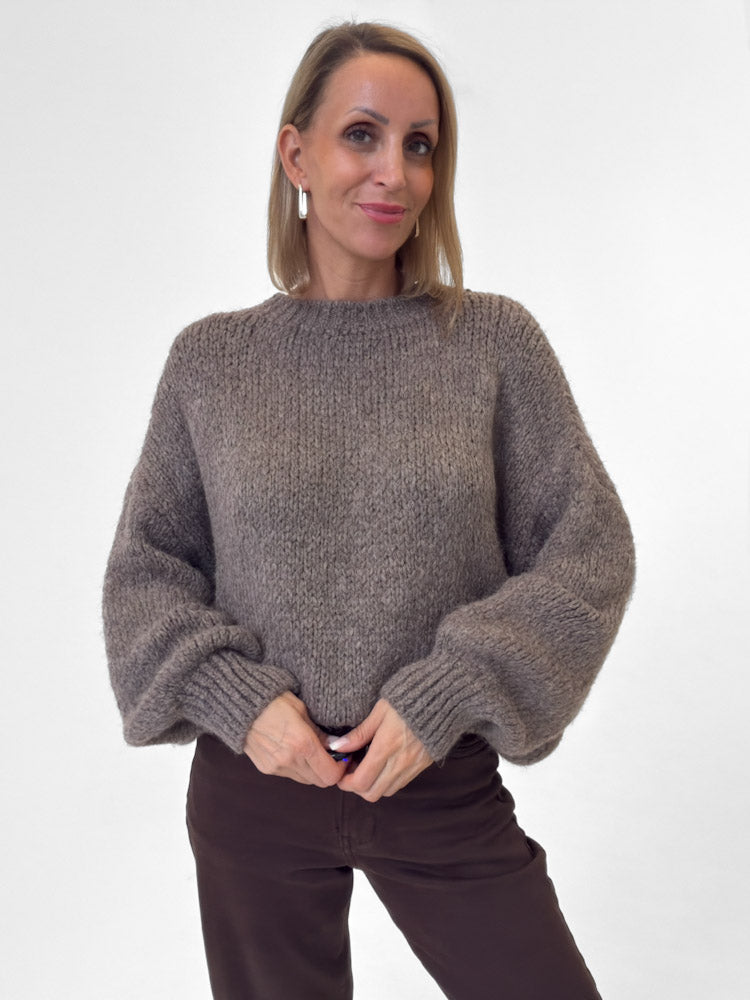 "Softi" kuscheliger Pullover mit Lana Wolle & Viskose - mocca