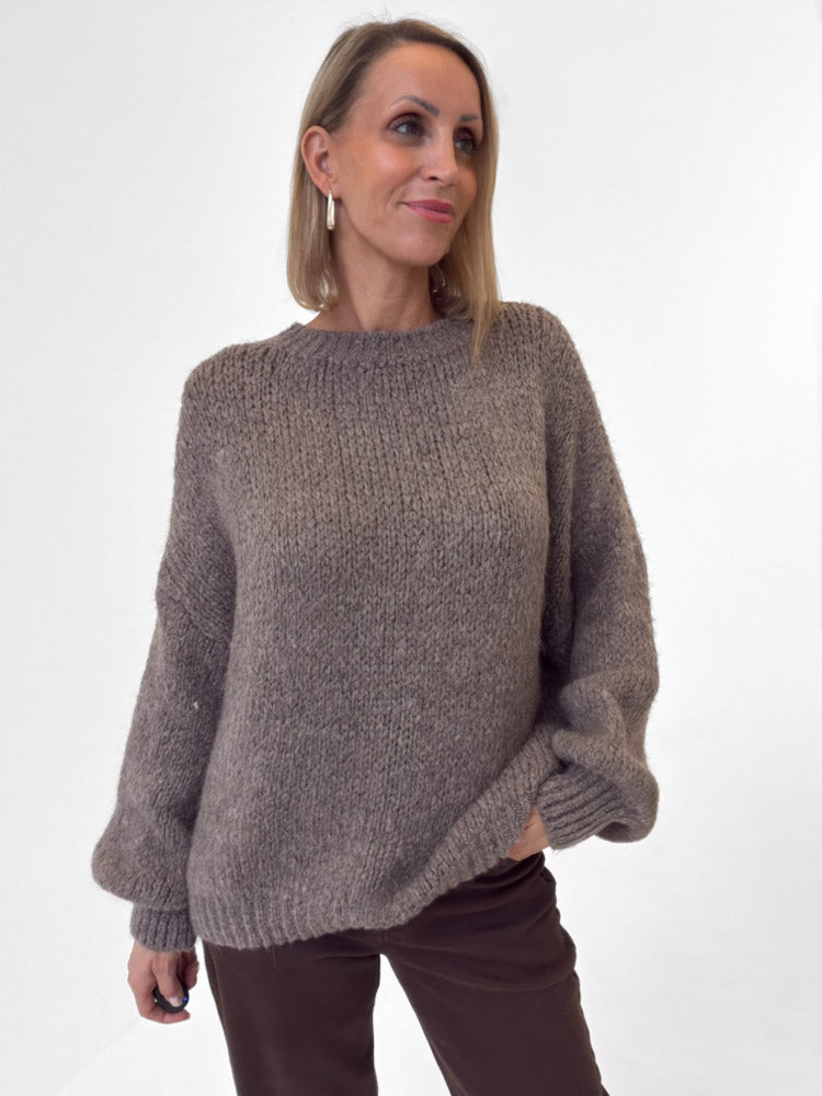 "Softi" kuscheliger Pullover mit Lana Wolle & Viskose - mocca