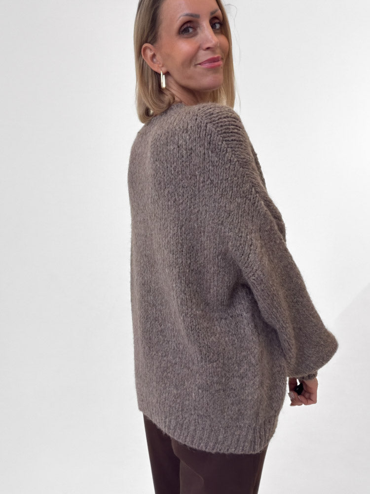 "Softi" kuscheliger Pullover mit Lana Wolle & Viskose - mocca