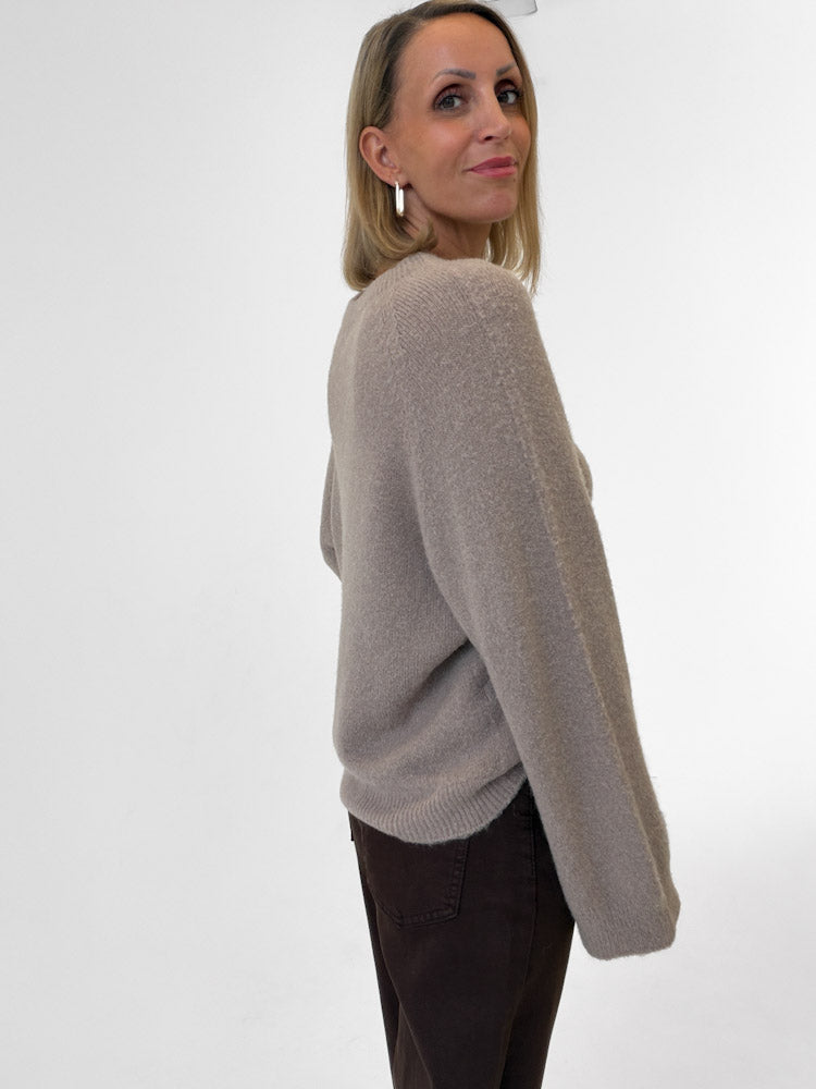 "Lana" kuscheliger Pullover aus Alpaka & Lana Wolle - mocca