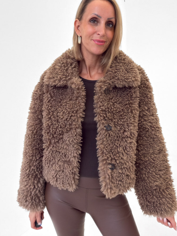 "Fluffy" kuschelige Jacke - hellbraun