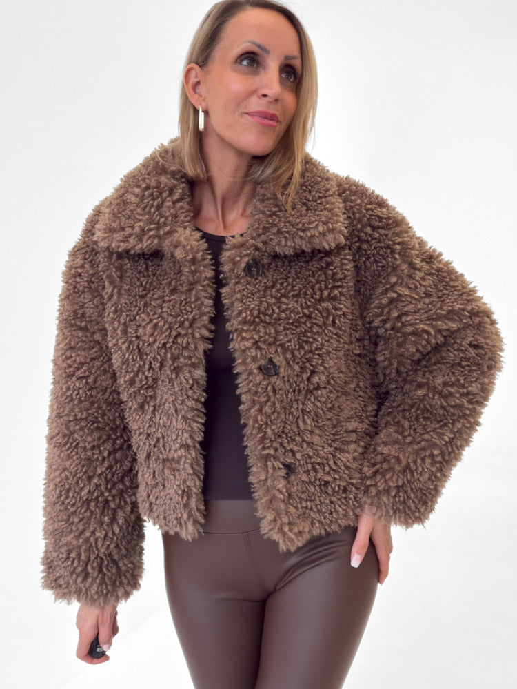 "Fluffy" kuschelige Jacke - hellbraun