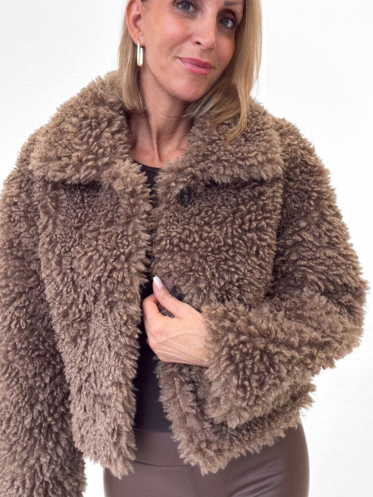 "Fluffy" kuschelige Jacke - hellbraun