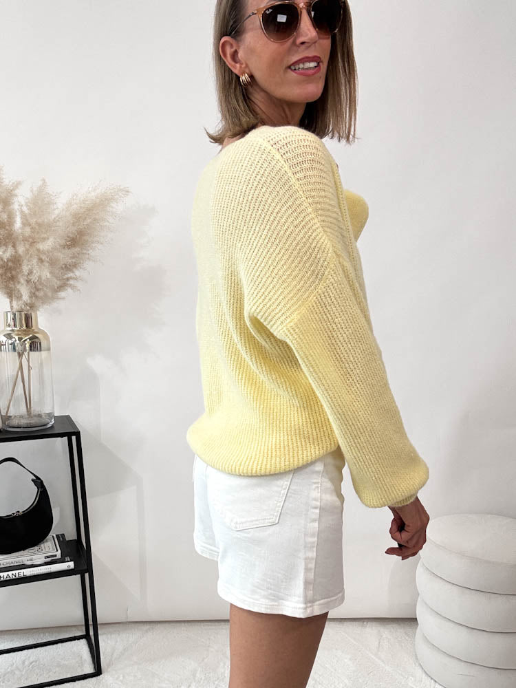 ,,New York V'' weicher Strickpullover - lemon ice