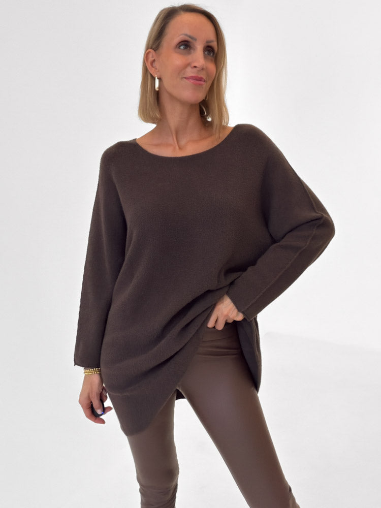 "Vicenza Long" weicher Pullover mit Viscose - braun
