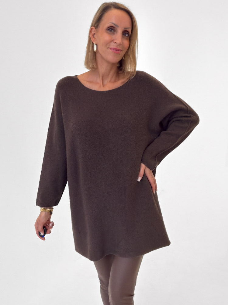 "Vicenza Long" weicher Pullover mit Viscose - braun