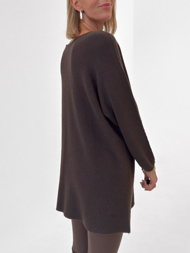 "Vicenza Long" weicher Pullover mit Viscose - braun