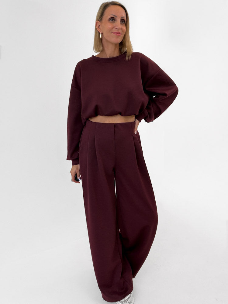 "Pari 2.0" elastische Hose aus Viskose  - bordeaux