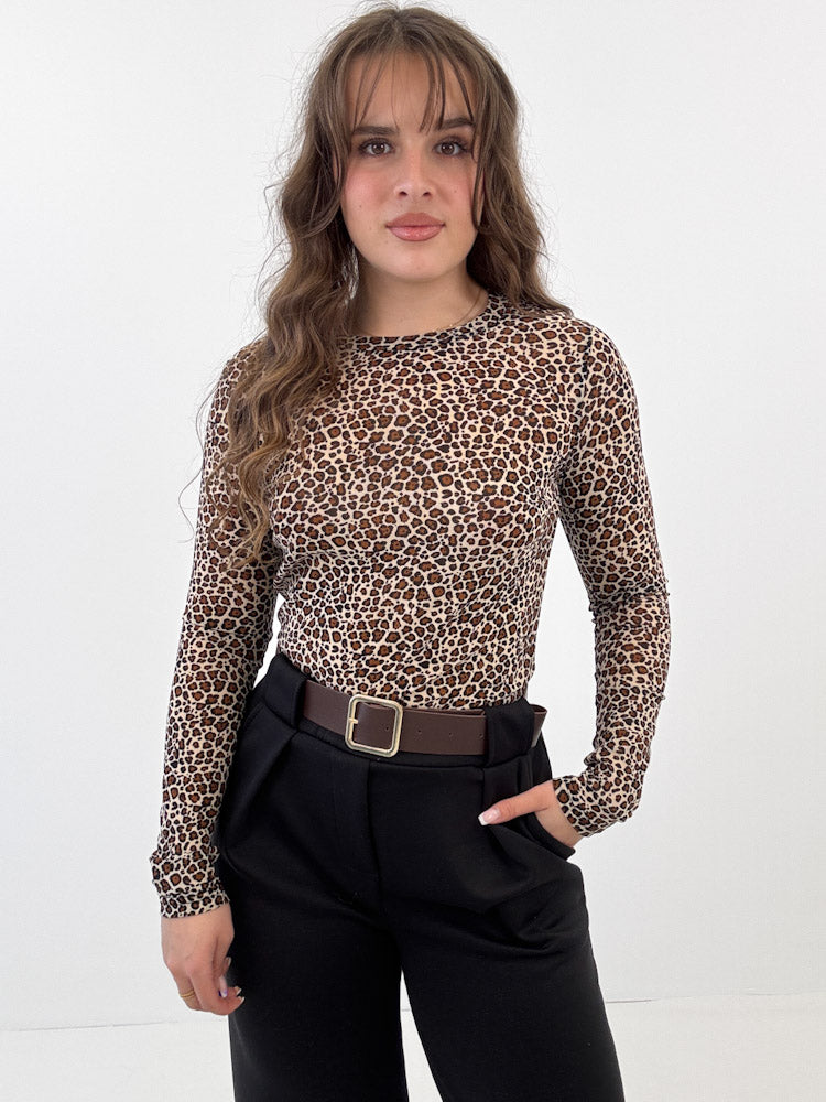 "Wild Crush" stylisches Mesh Longshirt - beige