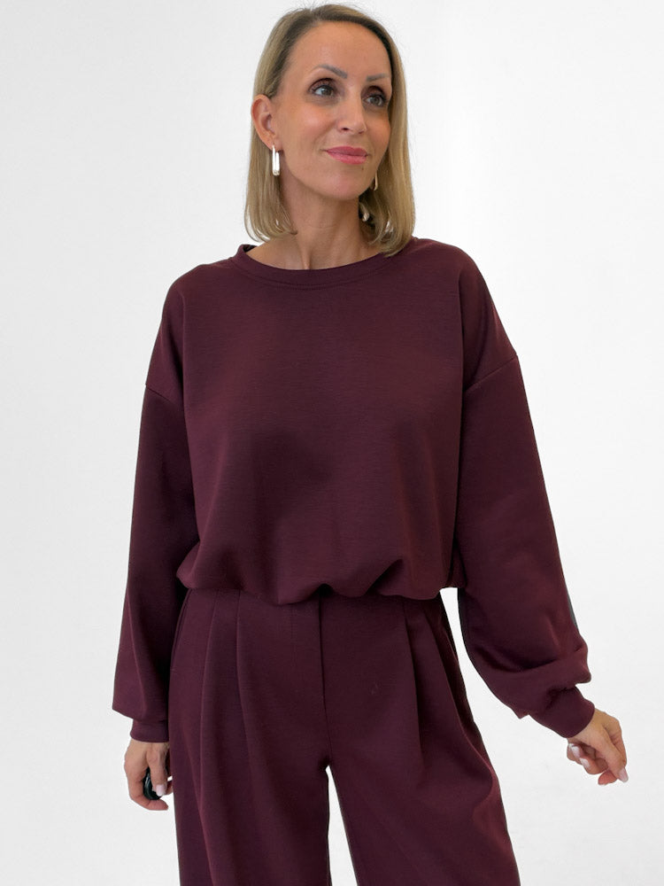 "Pari Pulli" weicher Pullover aus Butterstoff - bordeaux