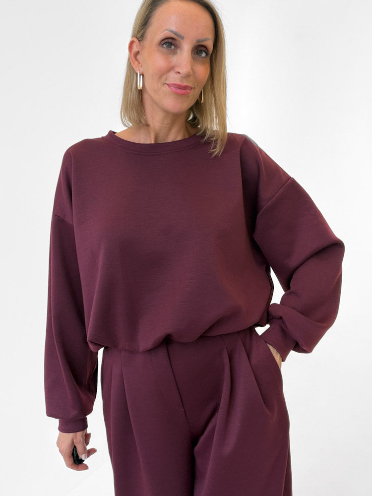 "Pari Pulli" weicher Pullover aus Butterstoff - bordeaux