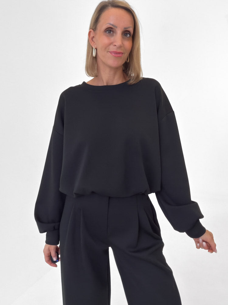 "Pari Pulli" weicher Pullover aus Butterstoff - schwarz
