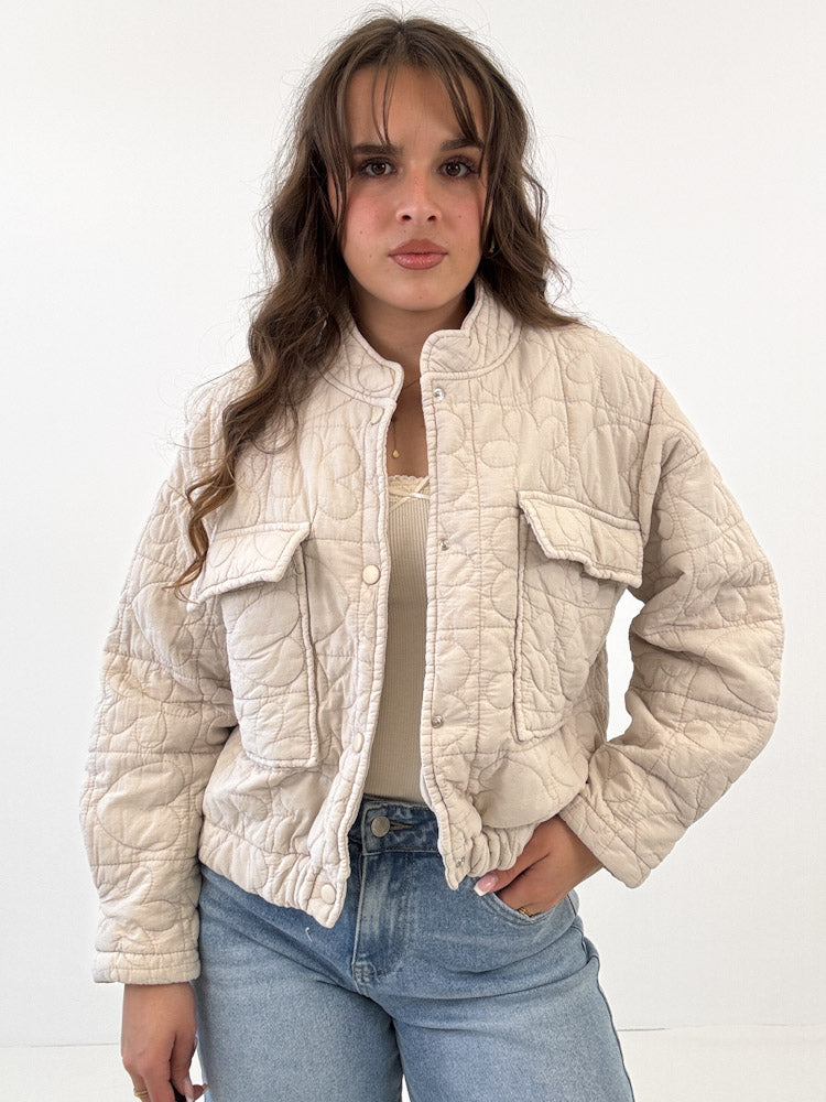 "Lunari" süße Steppjacke aus Baumwolle - beige