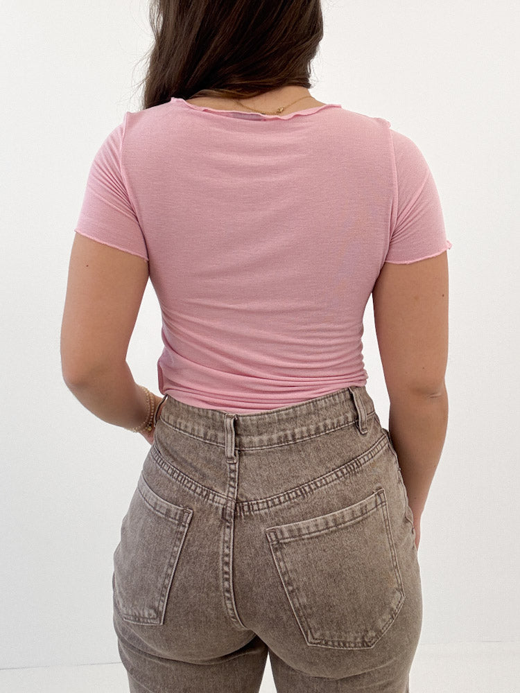 "Fano Shirt" weiches T-Shirt aus Seide - rosa