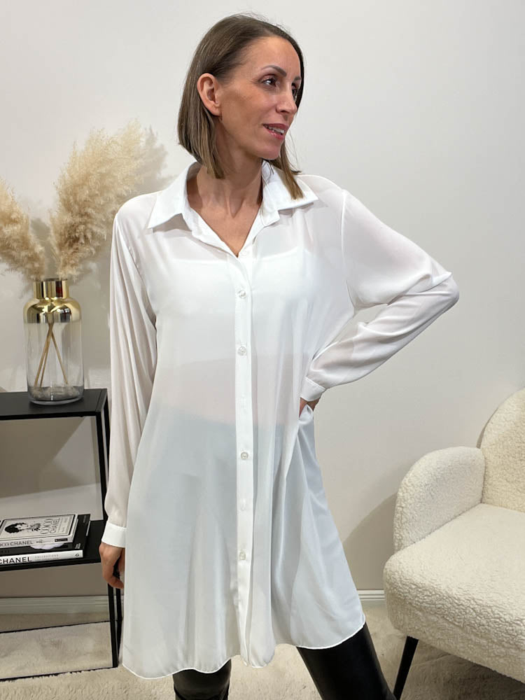 Lange Bluse aus Viscose - weiß