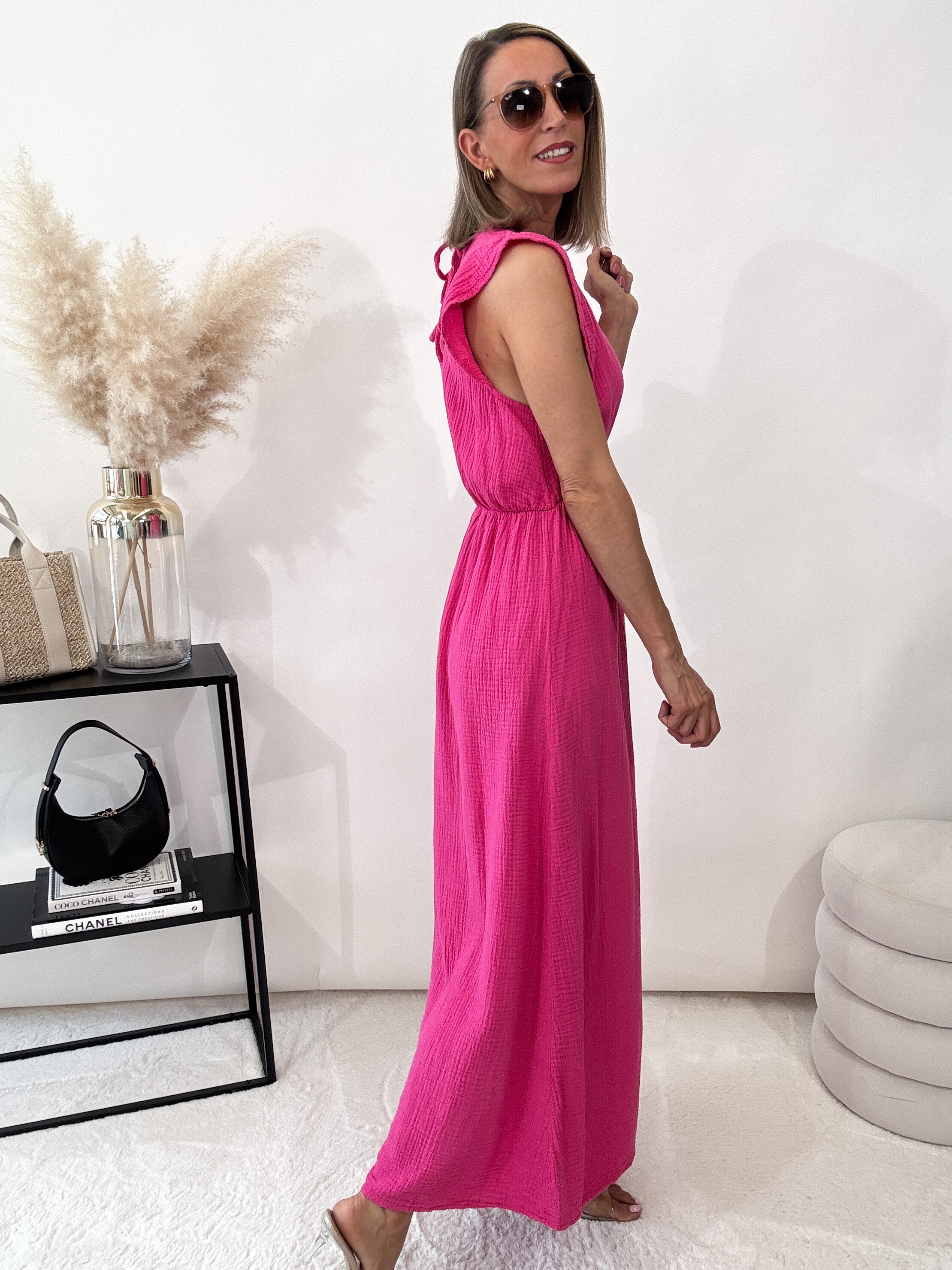 "Pianosa"- Maxikleid aus Musselin - pink