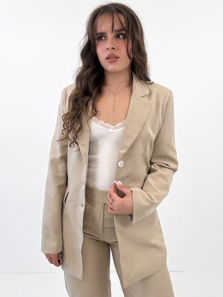 "Solea Blazer" eleganter taillierter Blazer - beige