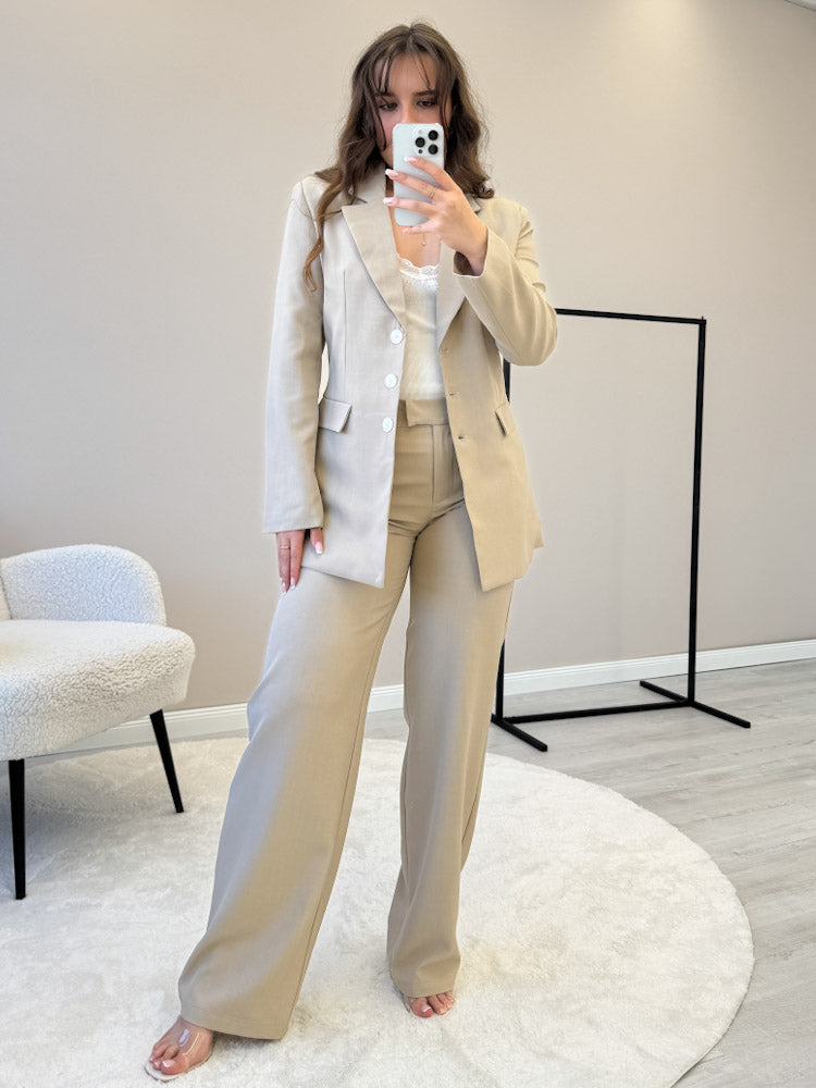 "Solea Blazer" eleganter taillierter Blazer - beige