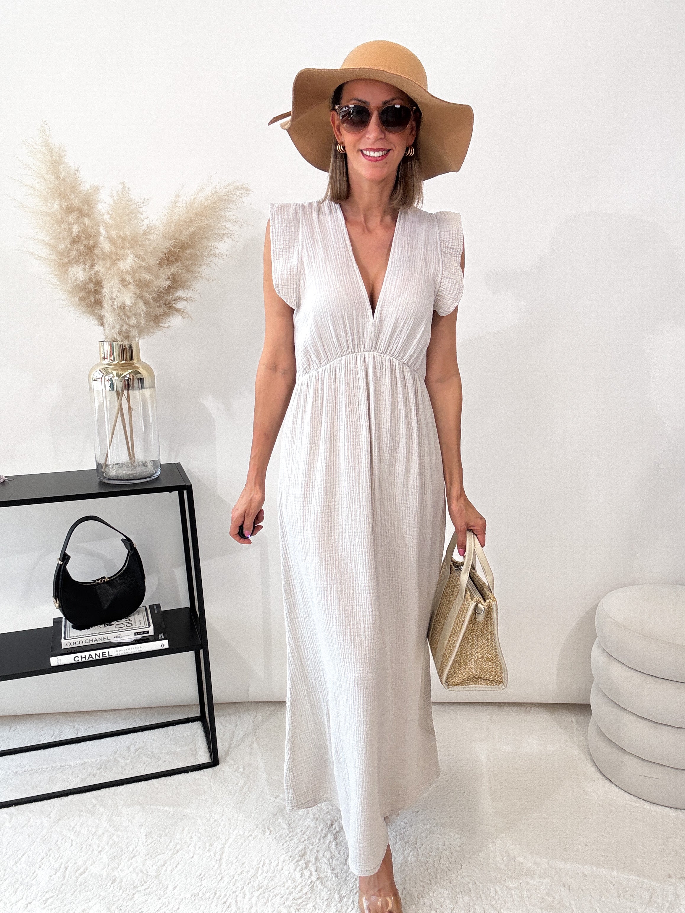 "Pianosa"- Maxikleid aus Musselin - beige