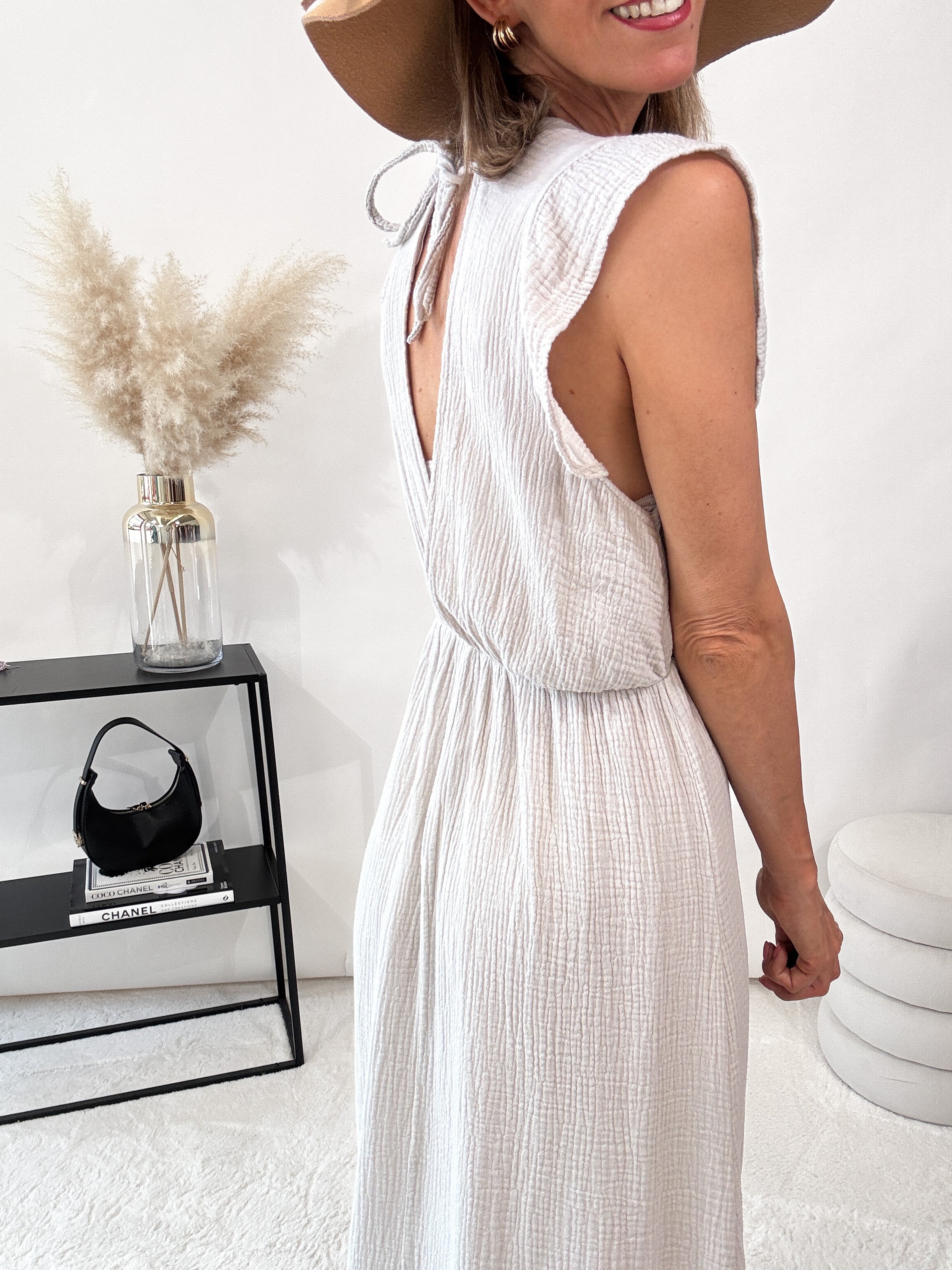 "Pianosa"- Maxikleid aus Musselin - beige