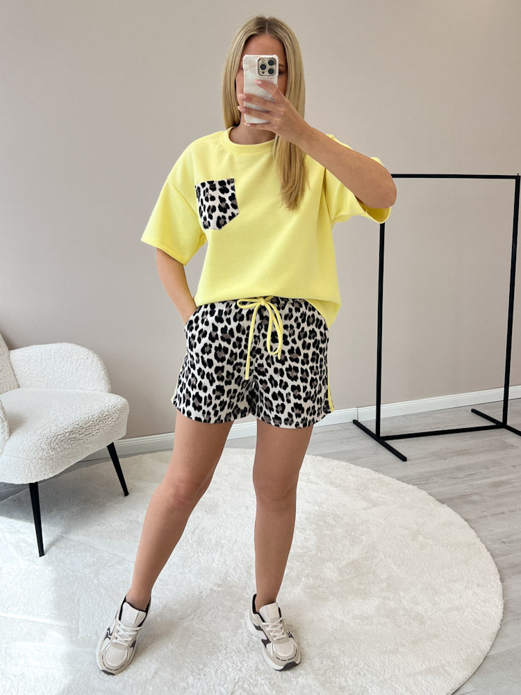 "Leo Vibes Set" Shirt & Short aus Viscose - hellgelb
