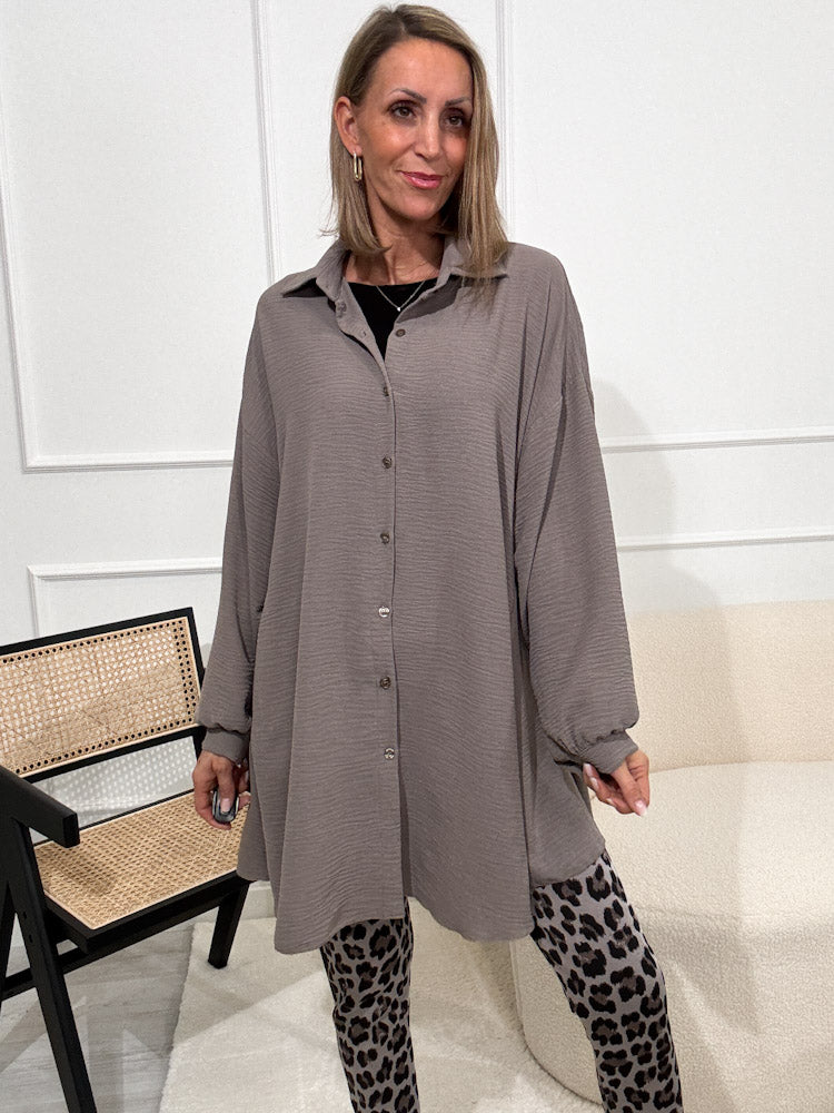 "Sunshine" lange Bluse - mocca