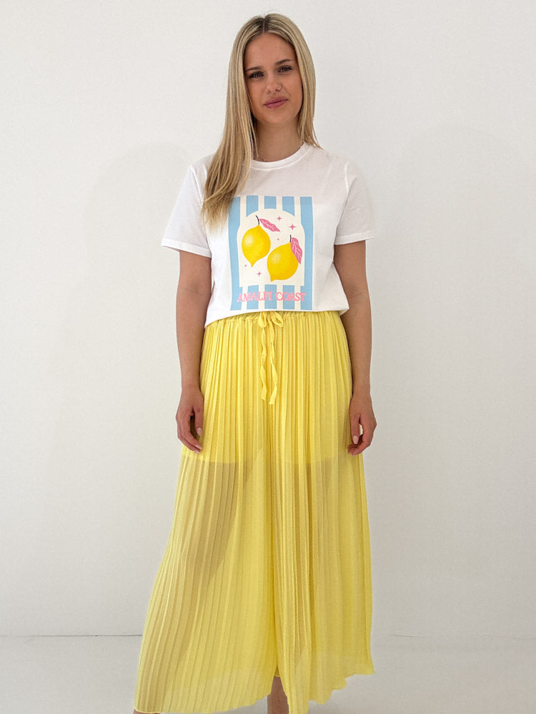 Plissee Culotte Hose - zitronengelb