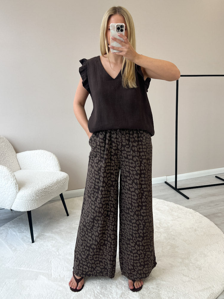 "Musselin Leo Pants" weiche Hose aus Baumwolle - braun/ mocca