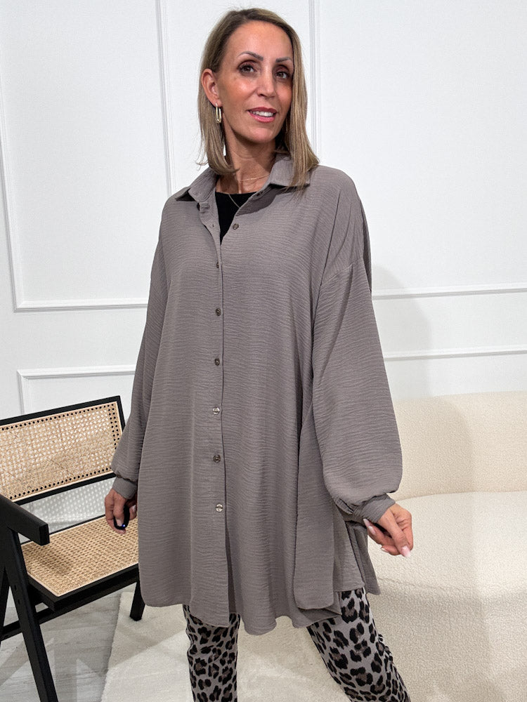 "Sunshine" lange Bluse - mocca