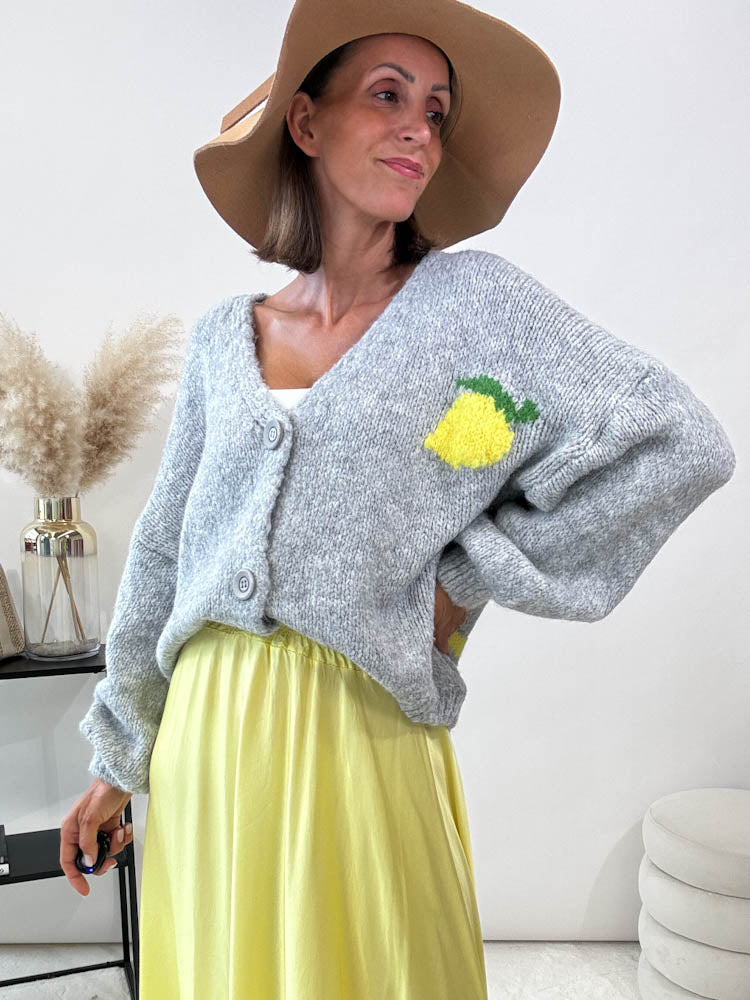 "Limon Cello" kuscheliger Cardigan - grau