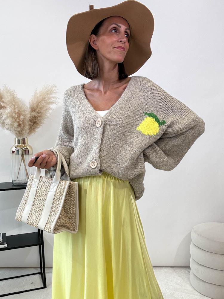 "Limon Cello" kuscheliger Cardigan - taupe