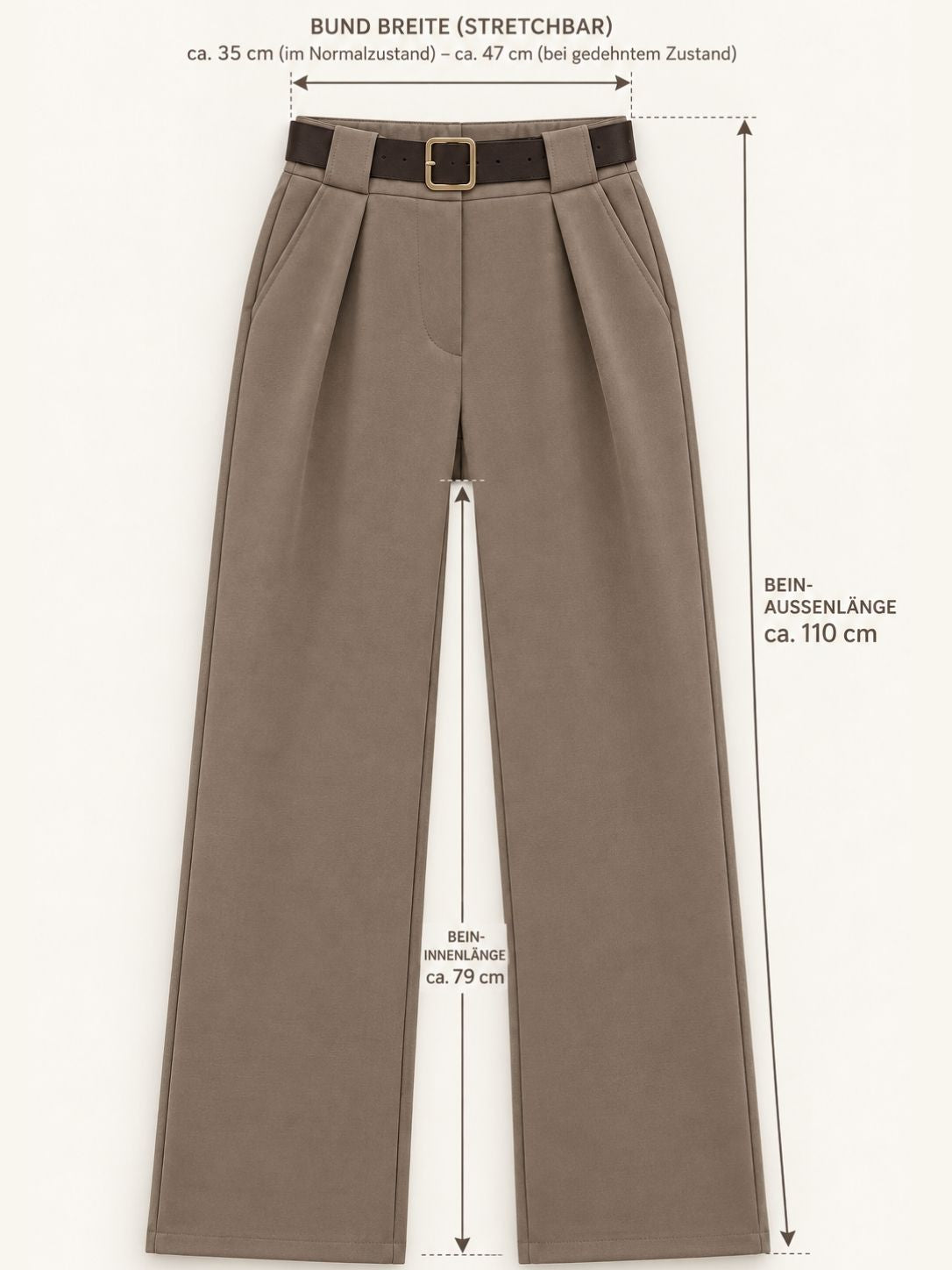 "Pari" elastische Hose aus Viskose  - mocca
