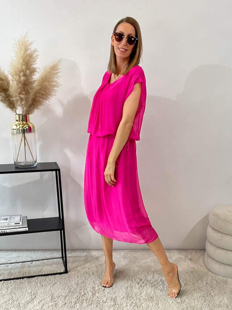 "Silk" Sommerkleid aus Seide - pink
